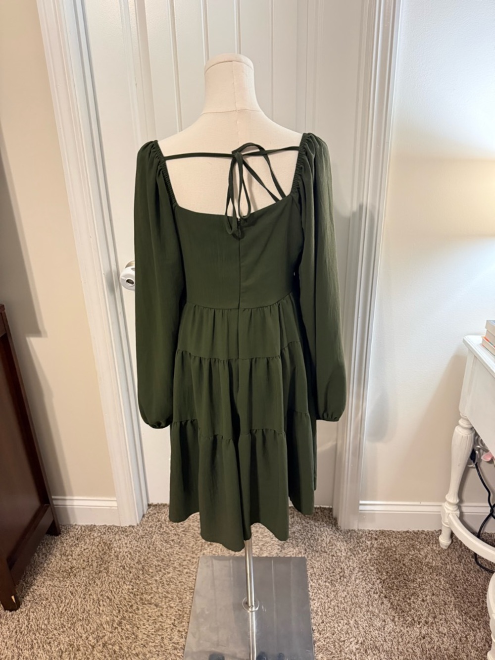 Altar'd State Olive Green Tiered Long-Sleeve Babydoll Dress - Picture 6 of 14